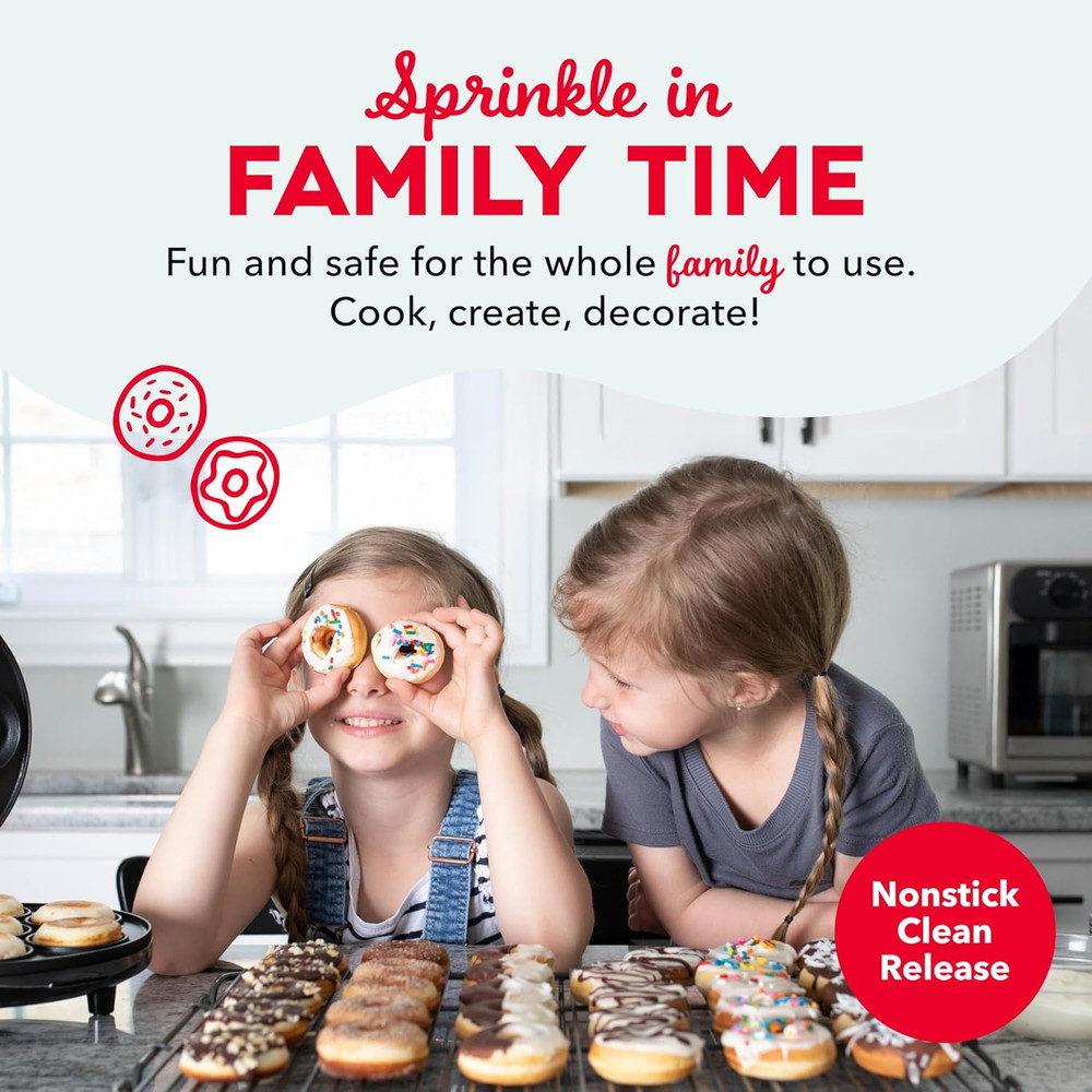 Aqua Mini Donut Maker - Non-Stick, Double-Sided, Space-Saving Design