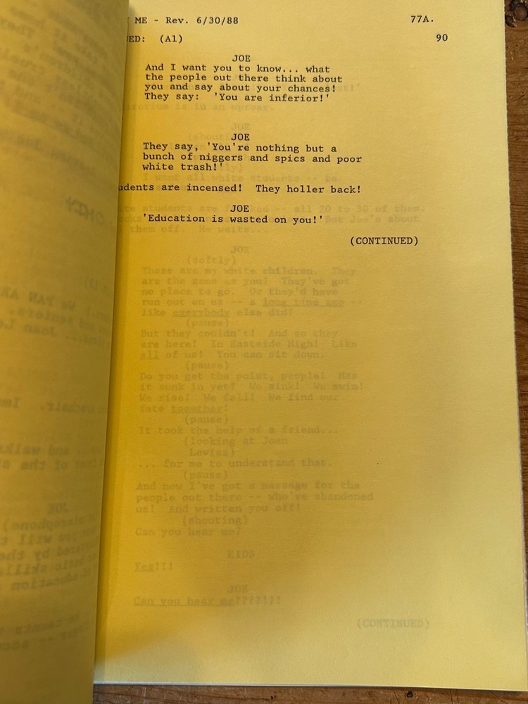 LEAN ON ME MOVIE ORIGINAL SCREENPLAY SCRIPT MORGAN FREEMAN