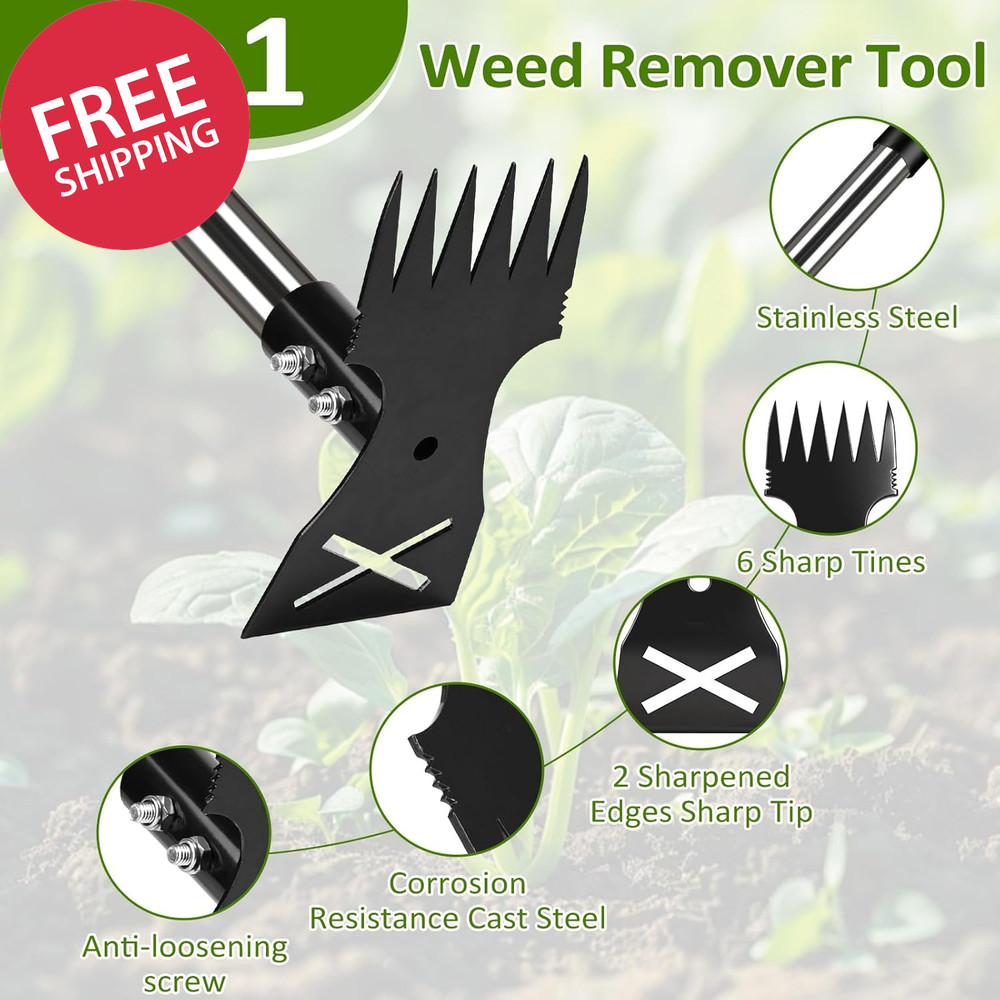 Weed Puller Tool with Long Handle - Adjustable Length Manual Weeder Remover Tool