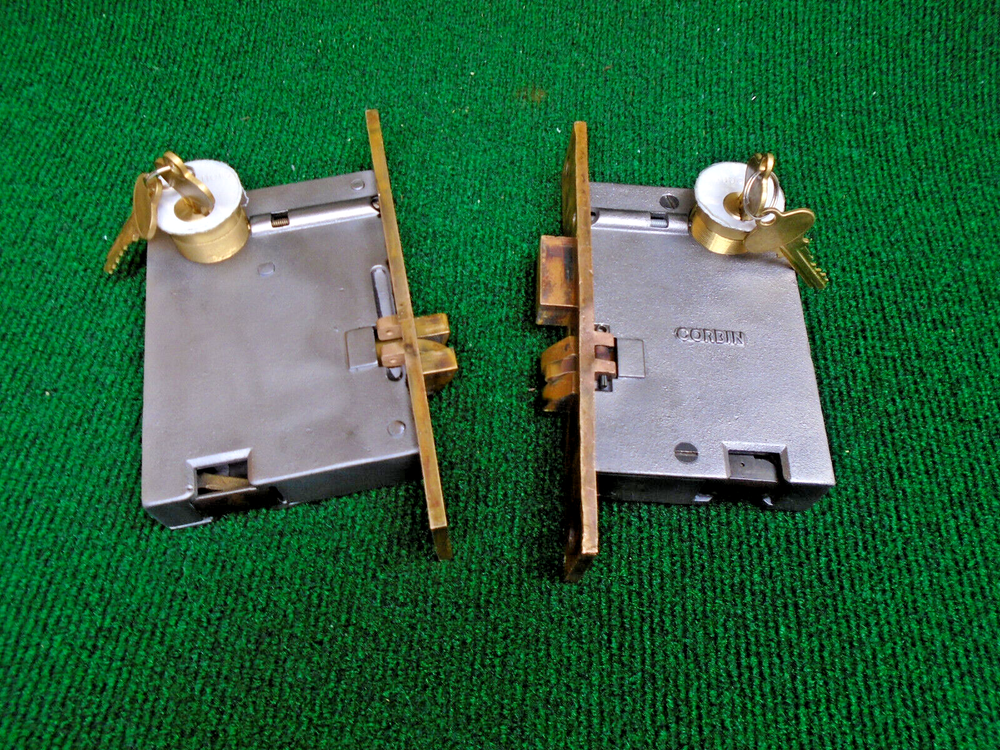 CORBIN #288 (aka #0288) ENTRY MORTISE LOCK DOUBLE THUMB SET NICE (18330-6)