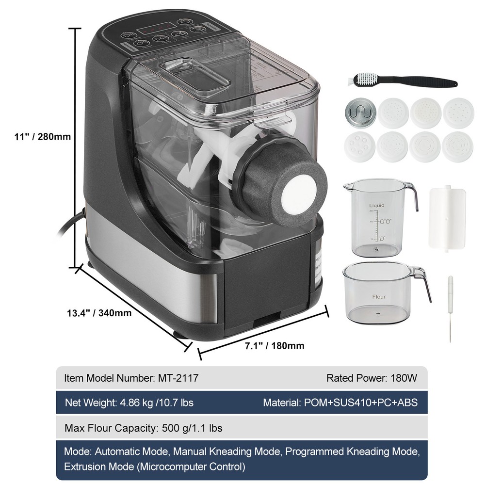 Electric Pasta Maker Automatic Noodle Making Machine with 8 Pasta Shape