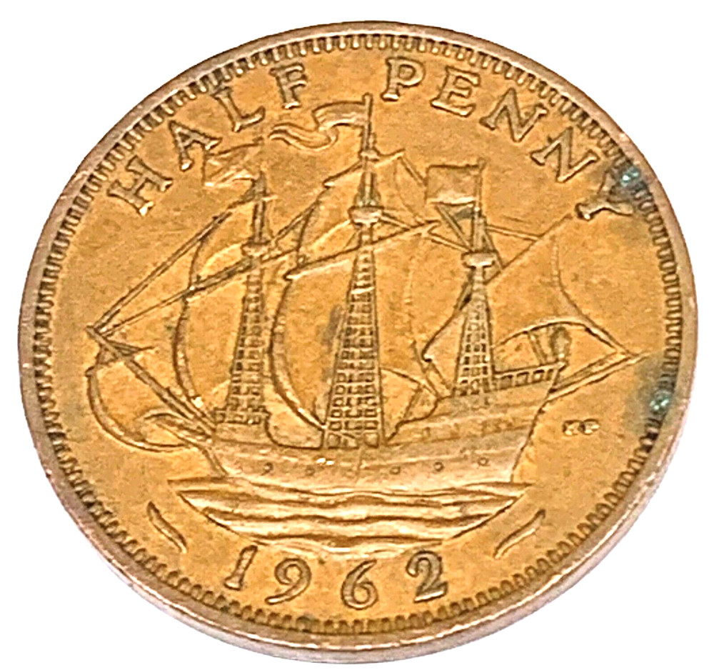 # C6858    GREAT BRITAIN     COIN,     HALF  PENNY    1962