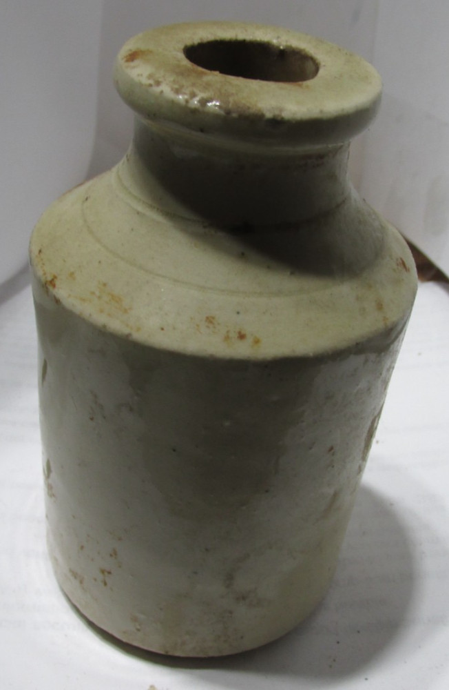 antique stoneware ink bottle 4" tall