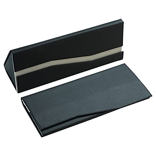2 Pack Eyeglass Case Hard Shell with Foldable Design, Zdqtdh_black(2 Pack)