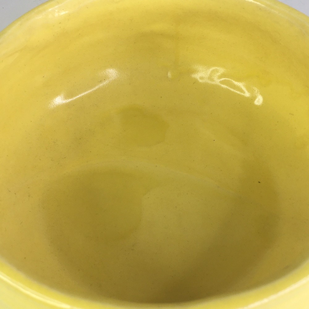 Vintage 8" Brush Pottery Bowl Yellow Beehive pattern Planter