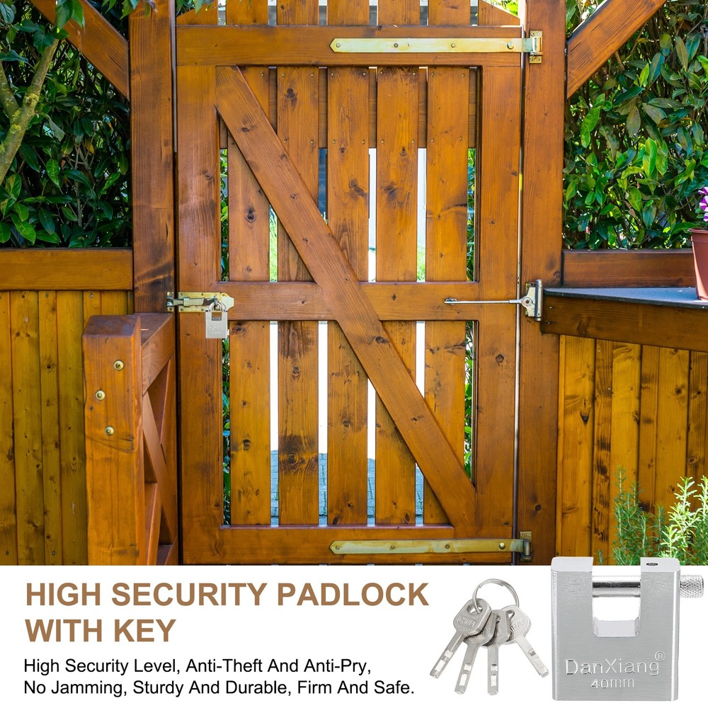 1.6" High Security Padlock Steel D-Shaped Heavy Duty Locks with 4 Keys