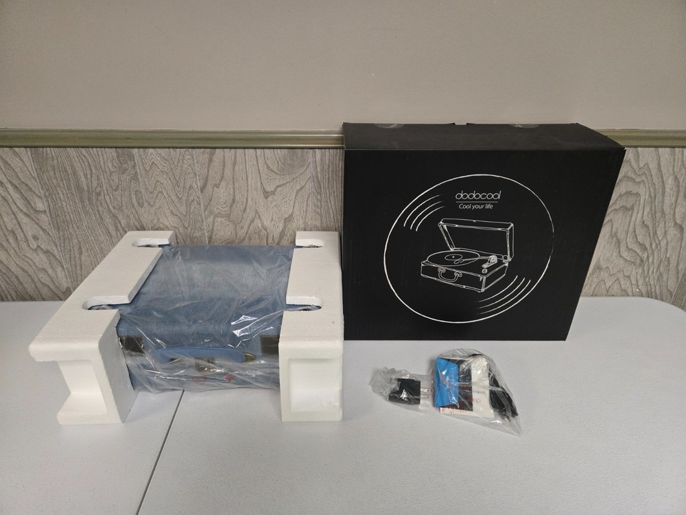 Dodocool Wireless Portable Stereo Vinyl Record Player LP Blue Canvas Retro +