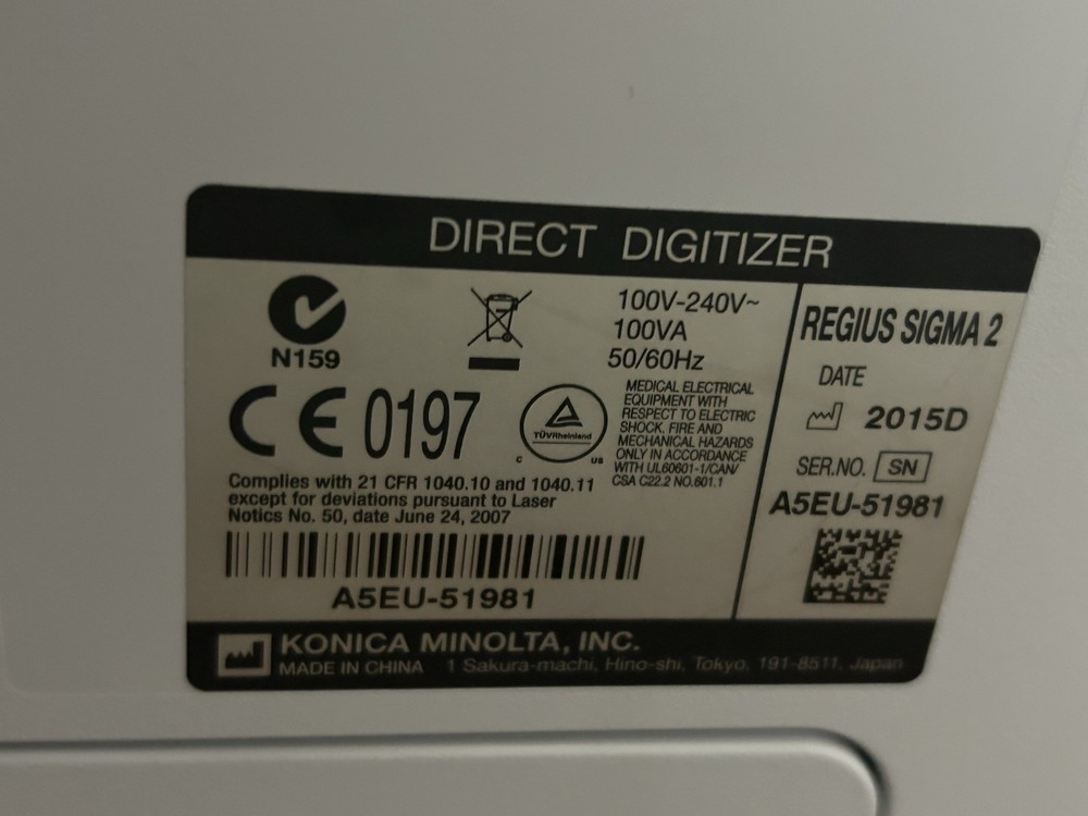 Konica Sigma CR Imaging System W/Workstation & Cassette