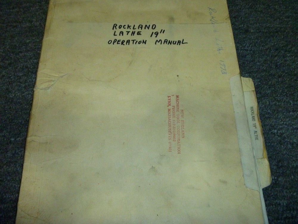 Rockland 19" Lathe Owner Operator Instruction Manual User Guide xz