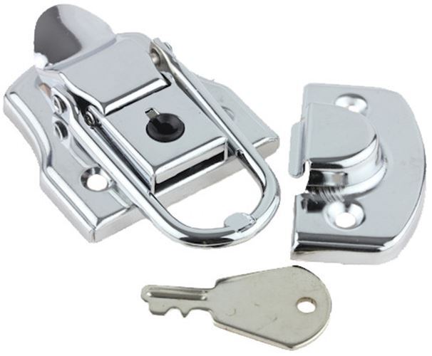 Chrome Plated Locking Draw Catch - 2 7/8" x 1 7/8"