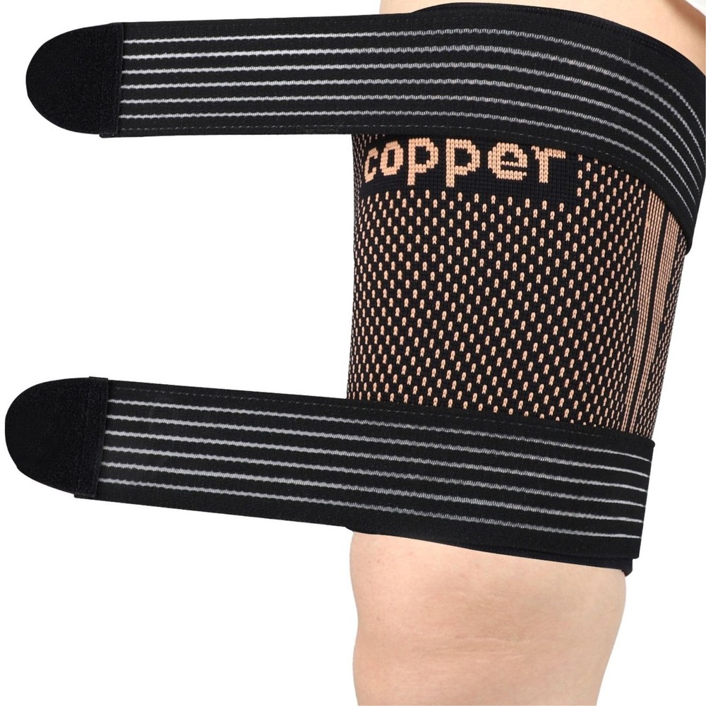 Kyopyno Hamstring Compression Sleeves with Adjustable Straps Copper Infused Thig