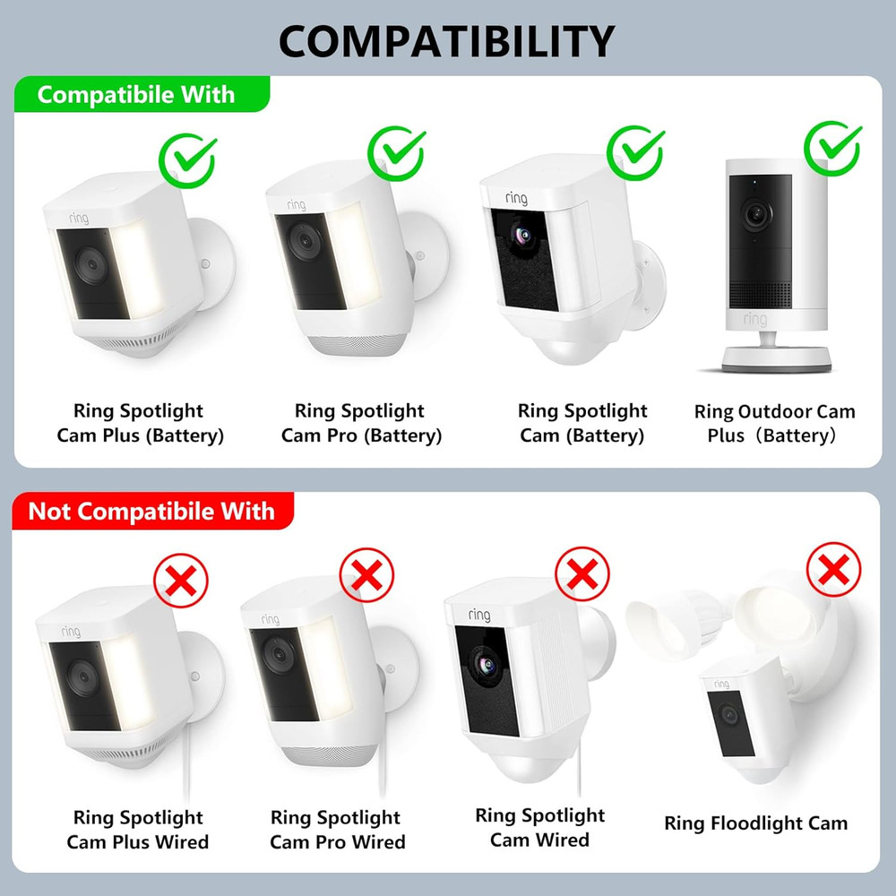 2Pack Adjustable Mounting Bracket for Ring Spotlight Cam Plus/Pro (Battery) and