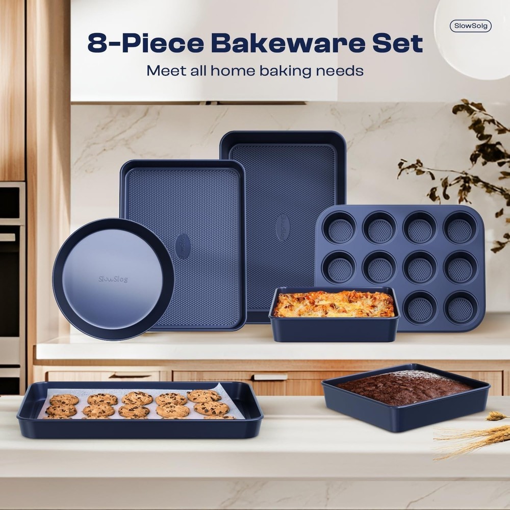 Baking Pans Set 8-Piece Bakeware Sets Baking Sets Cooking Nonstick Oven Pan Set