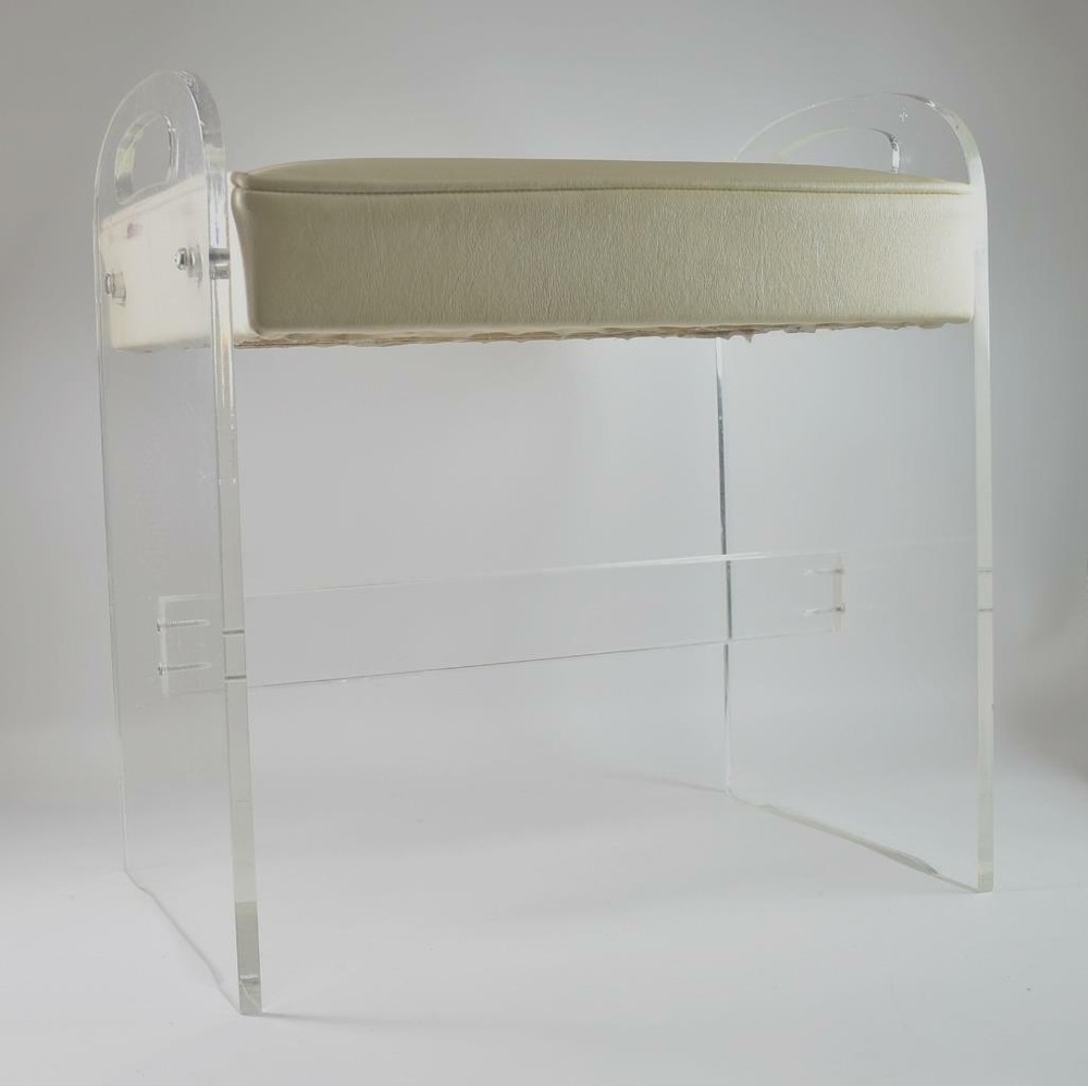 Postmodern Lucite Naugahyde Vanity Stool