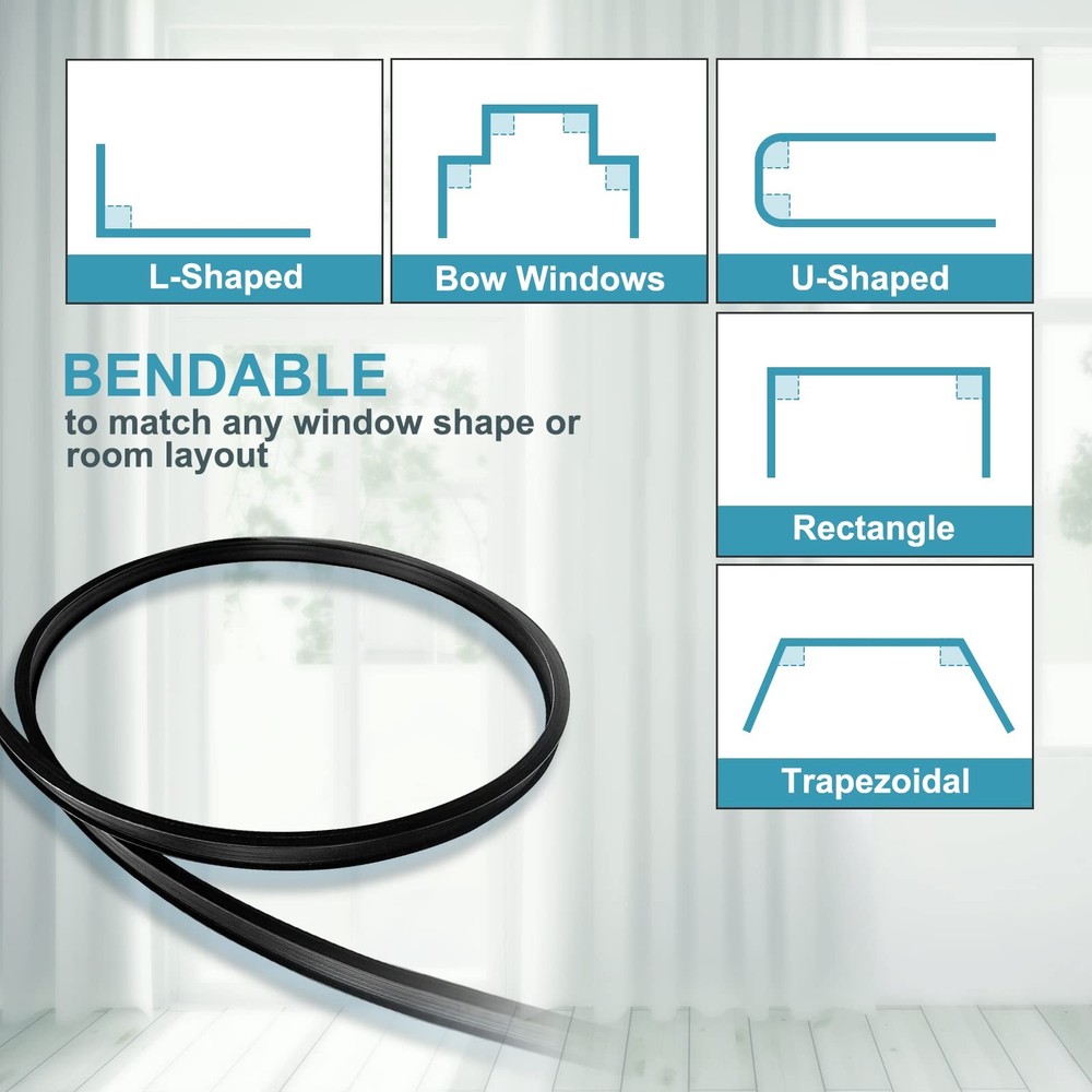 16 Ft Ceiling Curtain Track Flexible Bendable Sliding Curtain Rail System