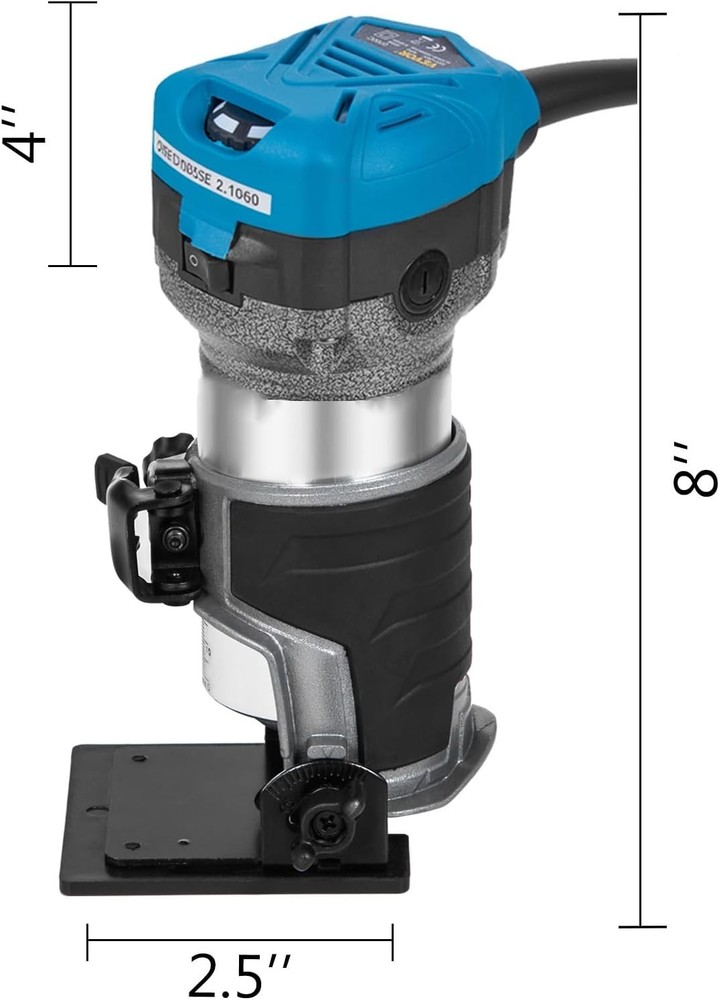 Compact router 1.25HP with fixed base, insert base and tilt base