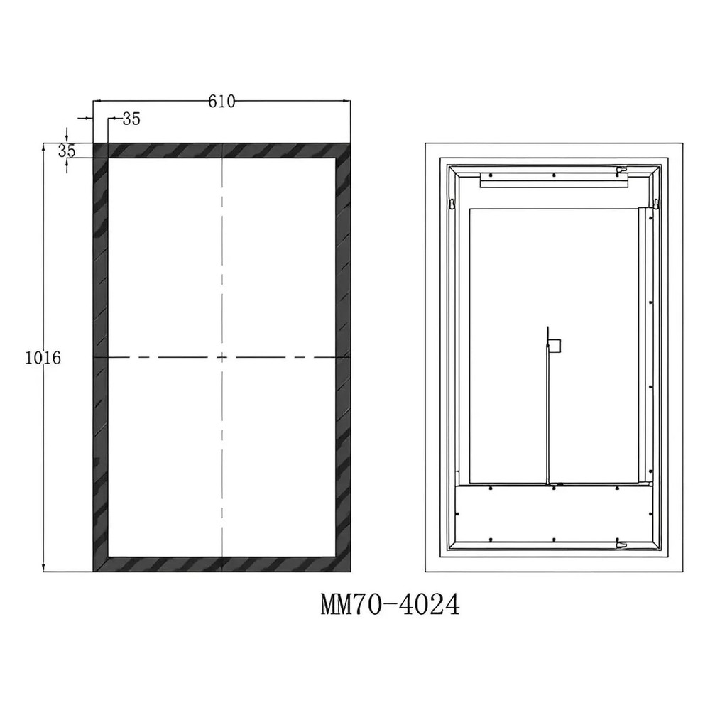 SYLVA LED LIGHTED BATHROOM VANITY SQUARE MIRROR - 40 x 24