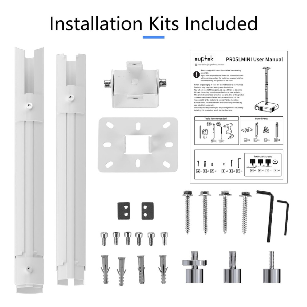49 Inch Extended Mini Projector Ceiling Mount Adjustable Wall Thread PR05LMINIW