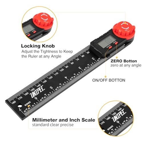 Digital Angle Finder Protractor, Angle Finder Ruler, 7inch 200mm ABS-Black