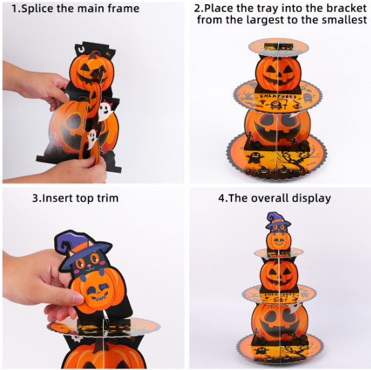 Cake Dessert Display Rack Cake Tower Halloween Celebration Cupcake Stand 3 Layer