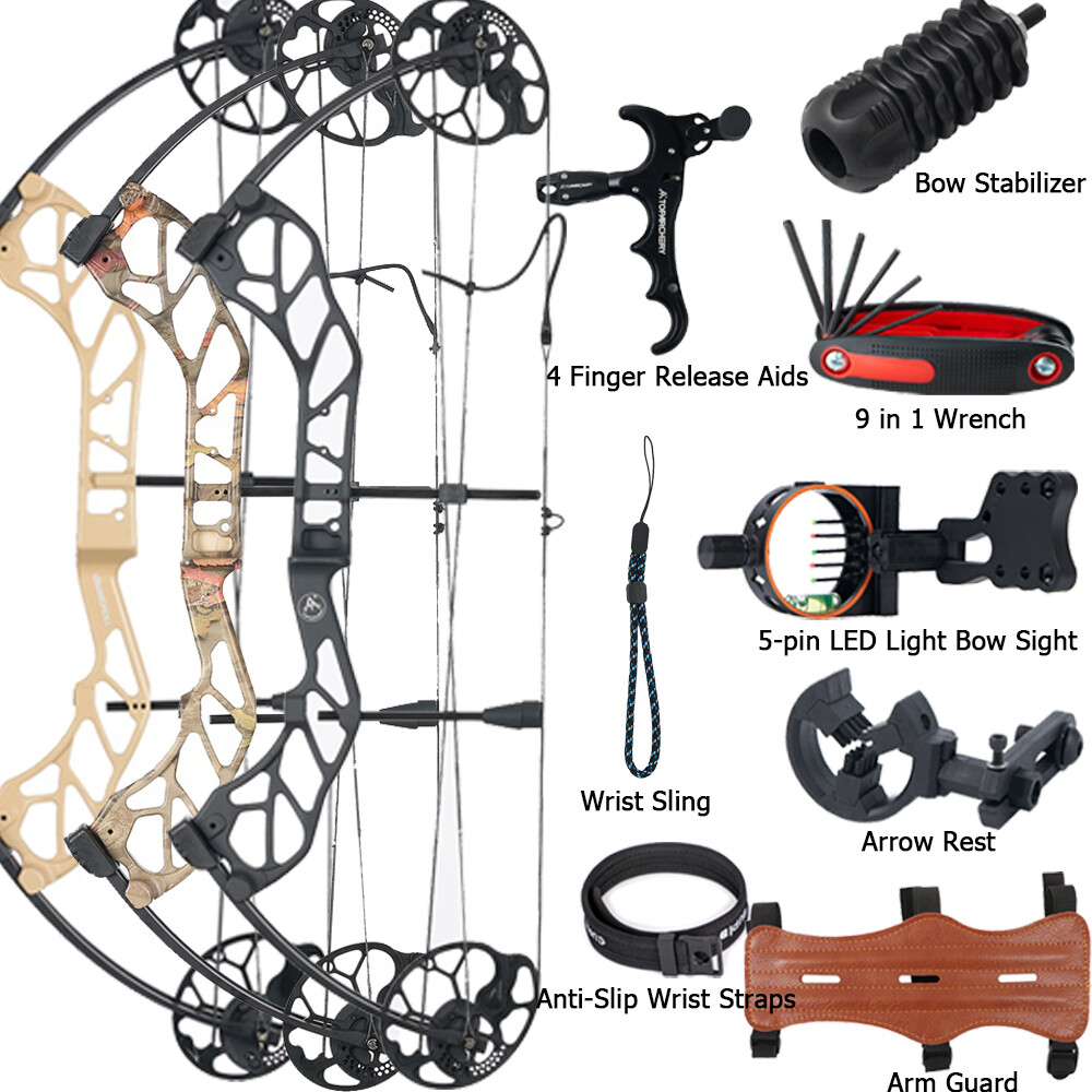 Archery Adjustable 19-70lbs Compound Bow Carbon Arrows Target Hunting Shooting