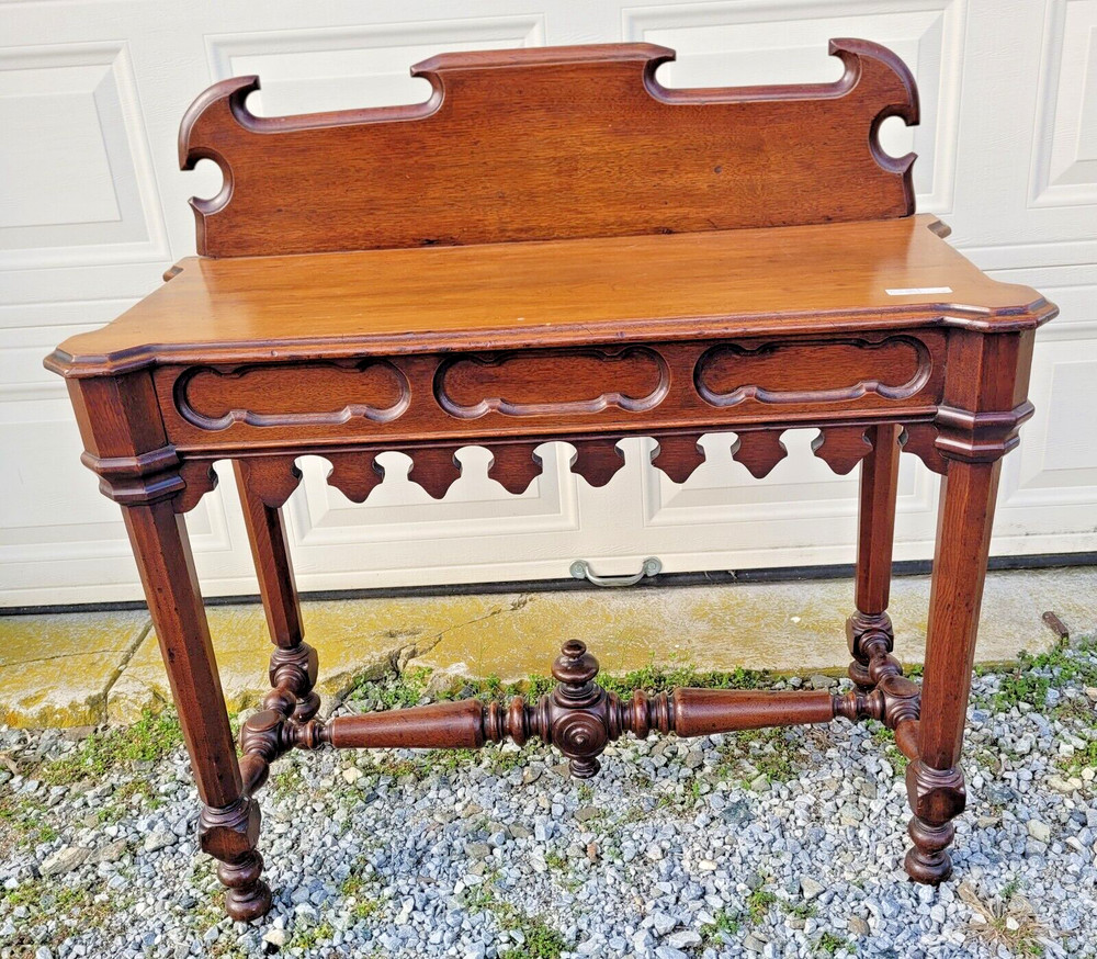 ANTIQUE WALNUT AMERICAN GOTHIC CONSOLE / SERVER