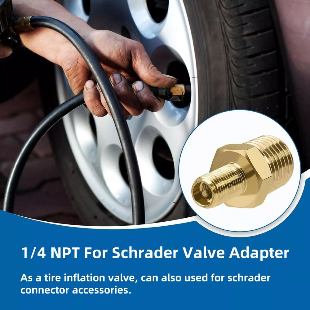 Solid Brass Construction Air Chuck Adapter Standard for Schrader Valve (M)