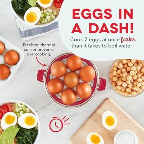 DASH Rapid Egg Cooker: 7-Egg Capacity for Perfect Hard Boiled & Poached Eggs