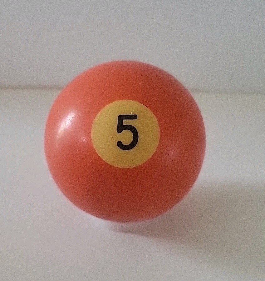 Vintage No. 5 Solid Orange Pool Ball Billiard 2" Replacement (H)