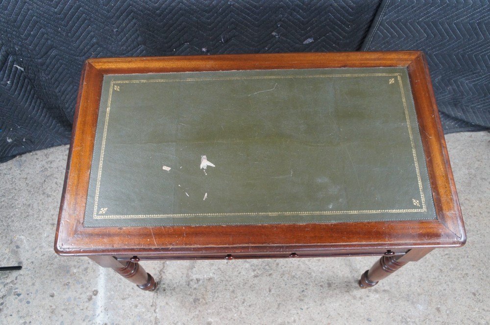 Antique Victorian William IV Mahogany Tooled Leather Writing Table Desk Console
