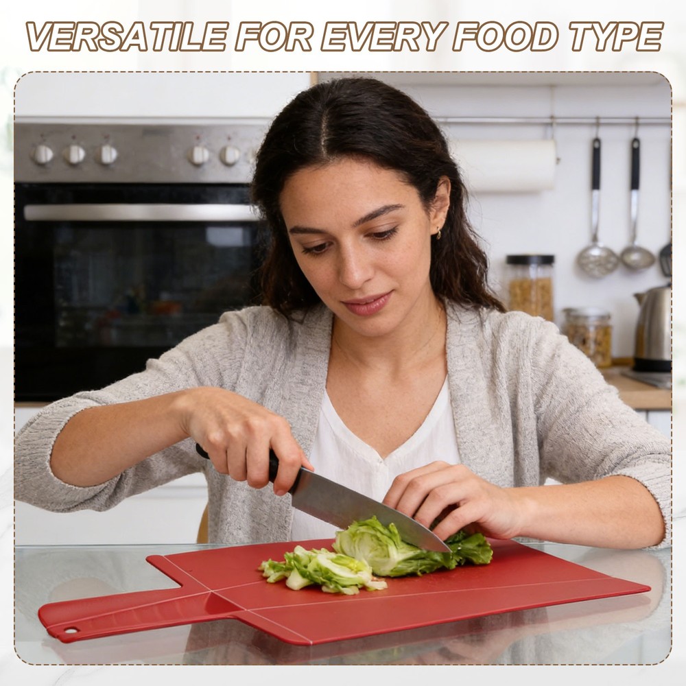 Foldable Cutting Board, 15" x 8.5" Plastic Folding Cutting Board, Brown