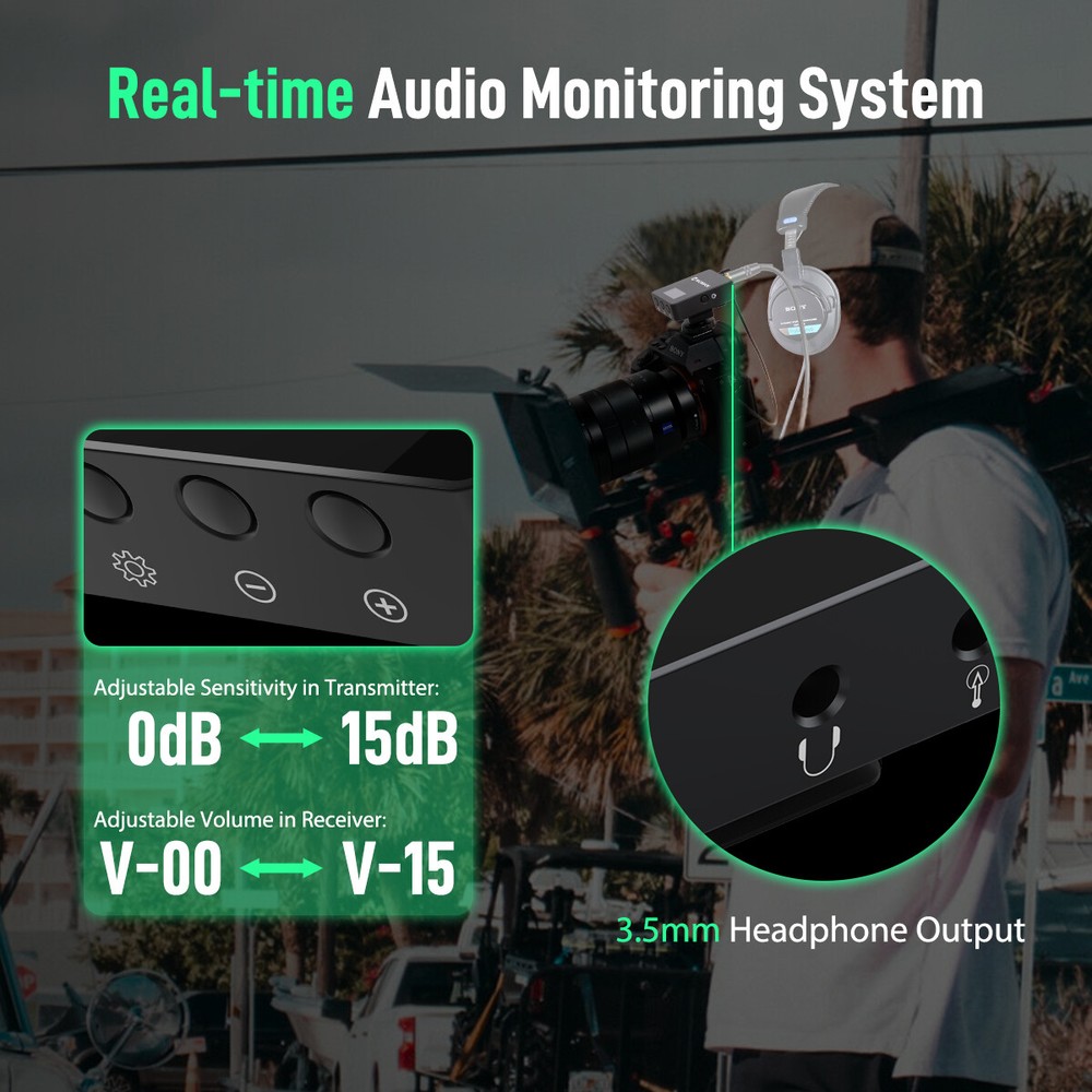 Wireless Lavalier Microphone System UHF Transmitter with Receiver for DSLR Phone