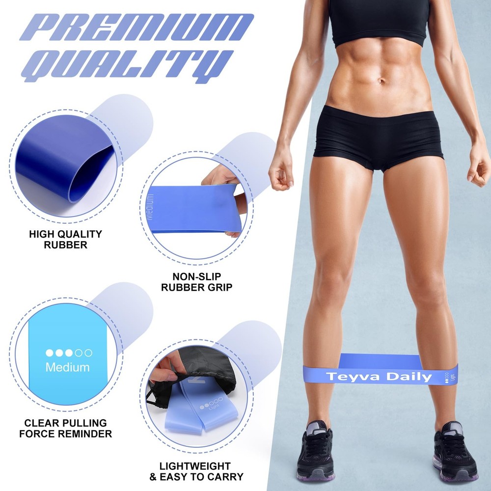 50 Pcs Resistance Loop Exercise Bands for Booty Workout Stretch Exercise Band...