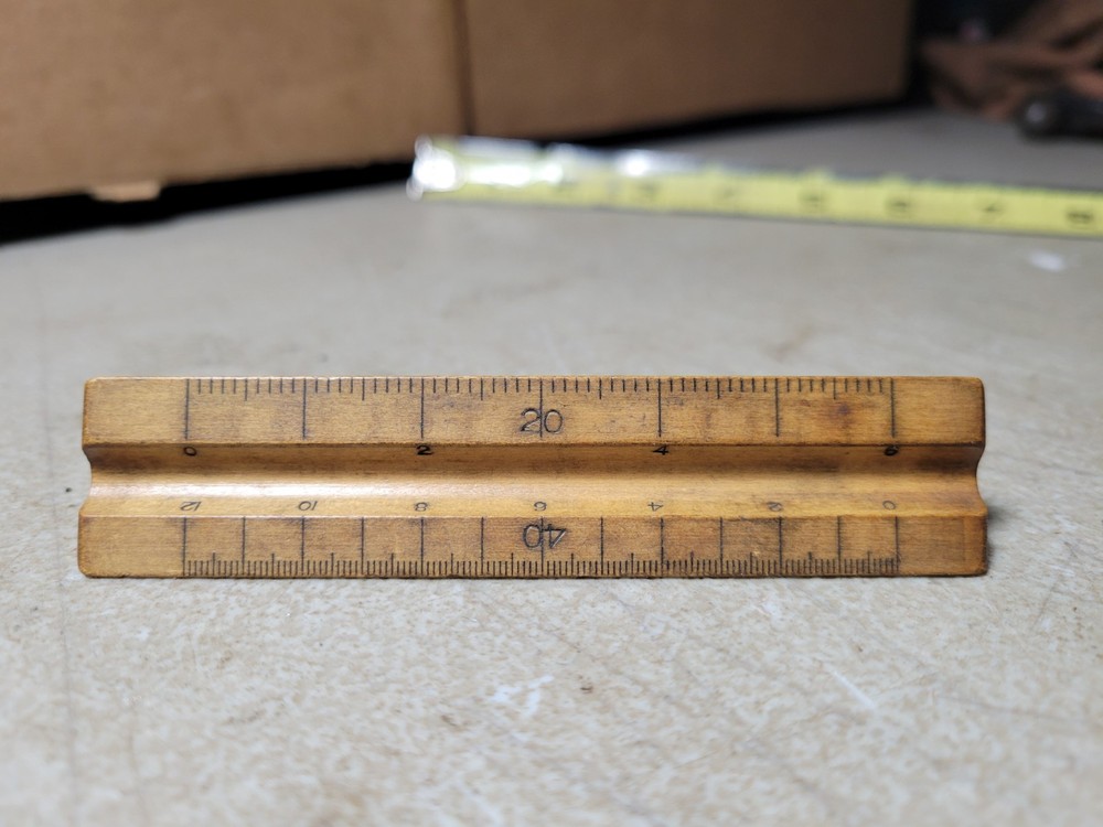 Rare 3-Sided Triangle Drafting Engineers Architect small ruler The blue print Co