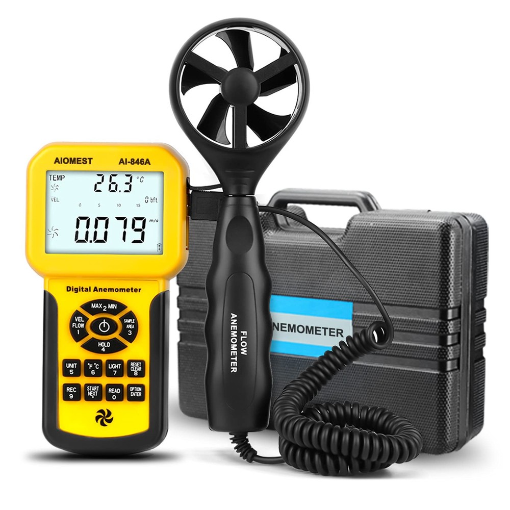 AIOMEST Precise CFM Meter Handheld AI-846A Anemometer Without PC-Software