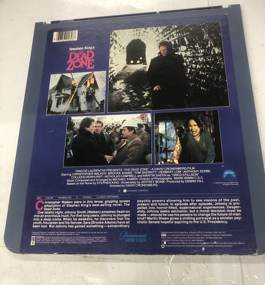 The Dead Zone Paramount CED Videodisc Movie