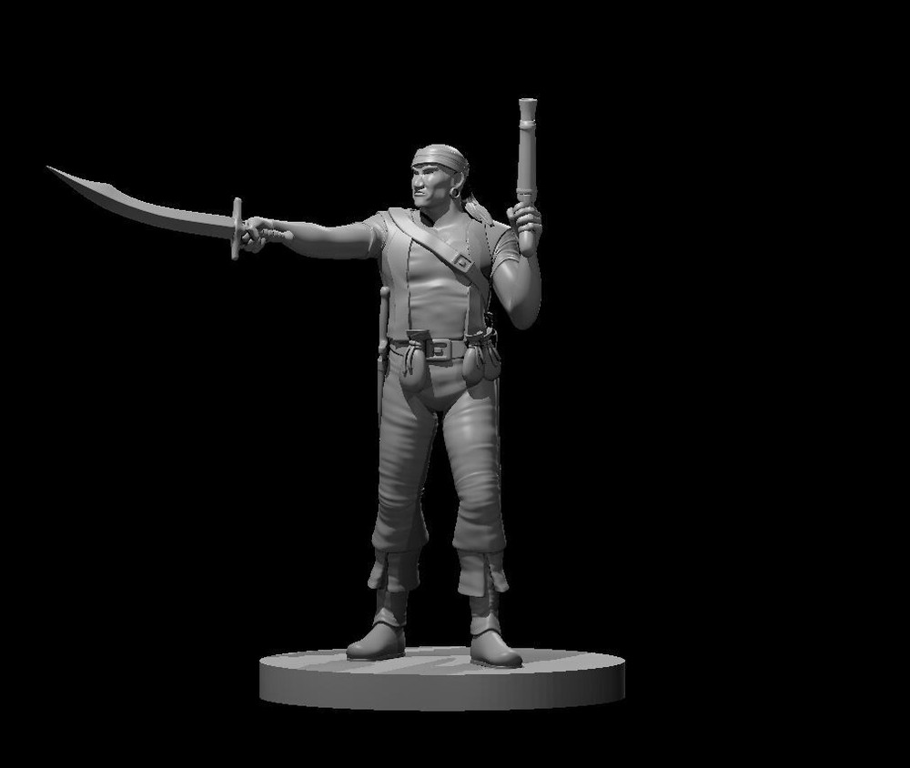 Pirate Male Commoner NPC 28mm Scale DND D&D Tabletop Mini