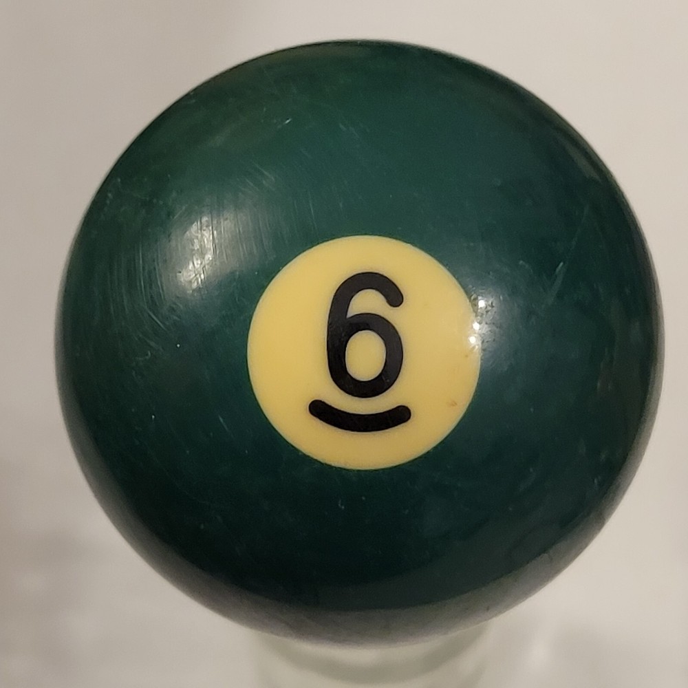 Vintage Number 6 Solid Green Replacement Pool Ball Lightly Yellowed Dot
