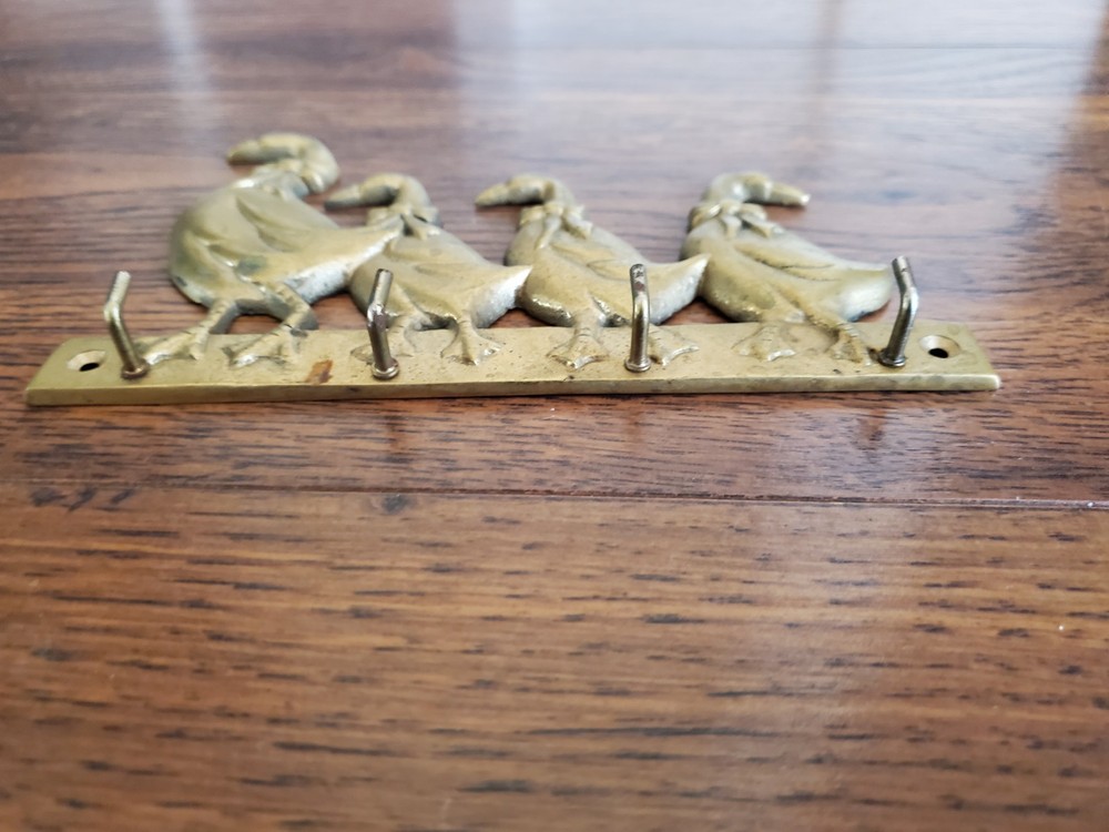 Vintage Upper Deck 1987 Solid Brass Goose Wall Hook Coat Rack Farmhouse Decor