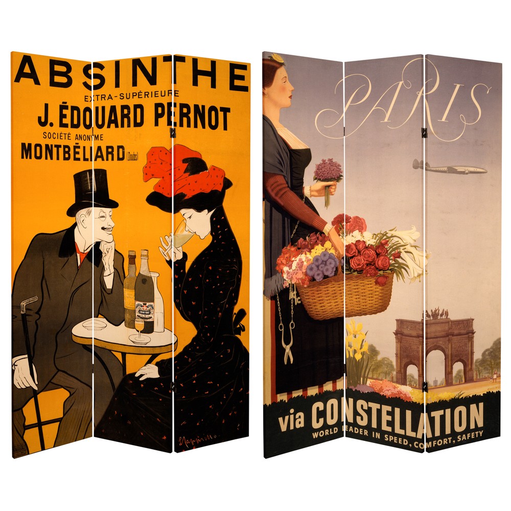 6 ft. Tall Double Sided Absinthe Canvas Room Divider