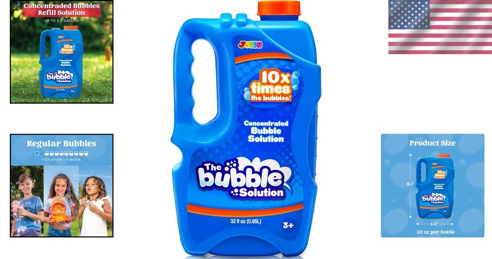 Bubble Solution Refill - Non-Toxic, 32 OZ for Kids' Bubble Machines