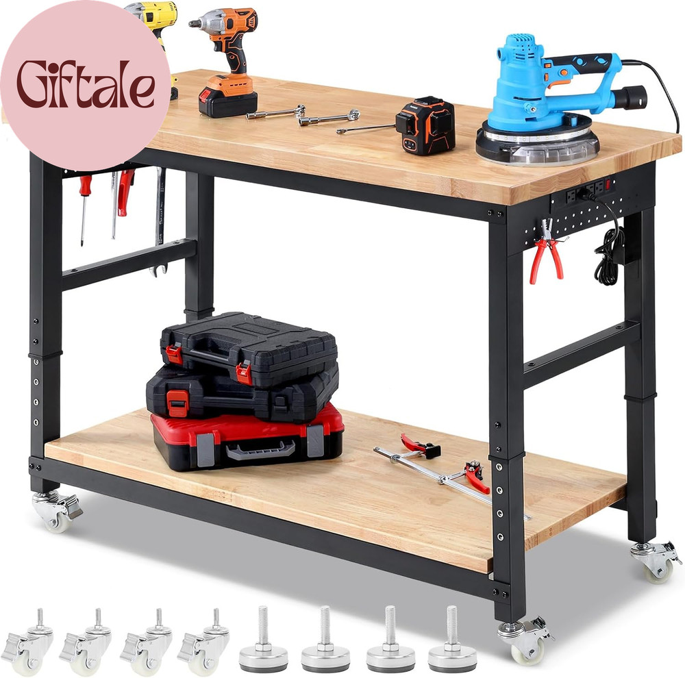 Work Bench for Garage Adjustable Workbenches with Storage 60 Inch Garage Workben