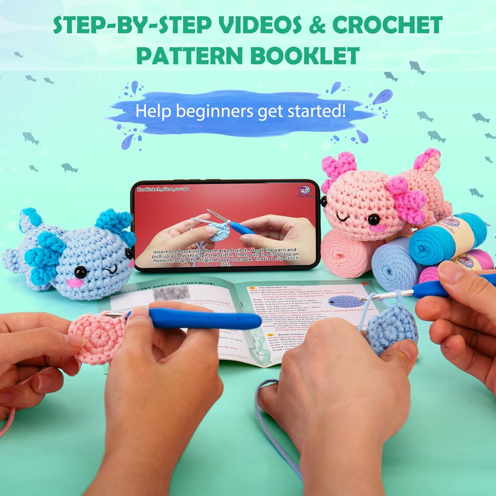 Crochet Kit for Beginner, Crochet Starter Kit W Step-By-Step Video Tutorials, Cr