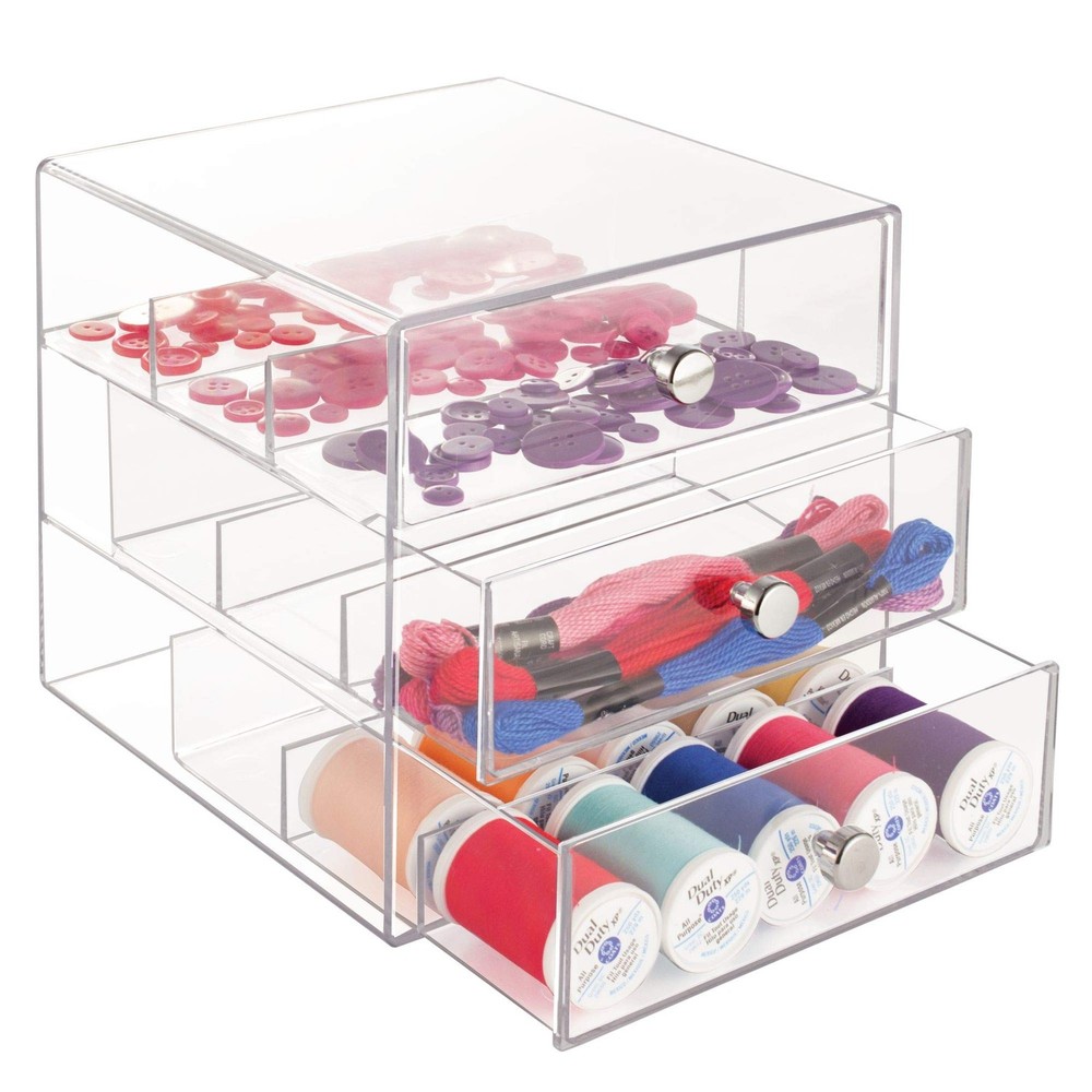 iDesign 3-Drawer Stackable Sunglasses Organizer, Clear Glasses Storage and
