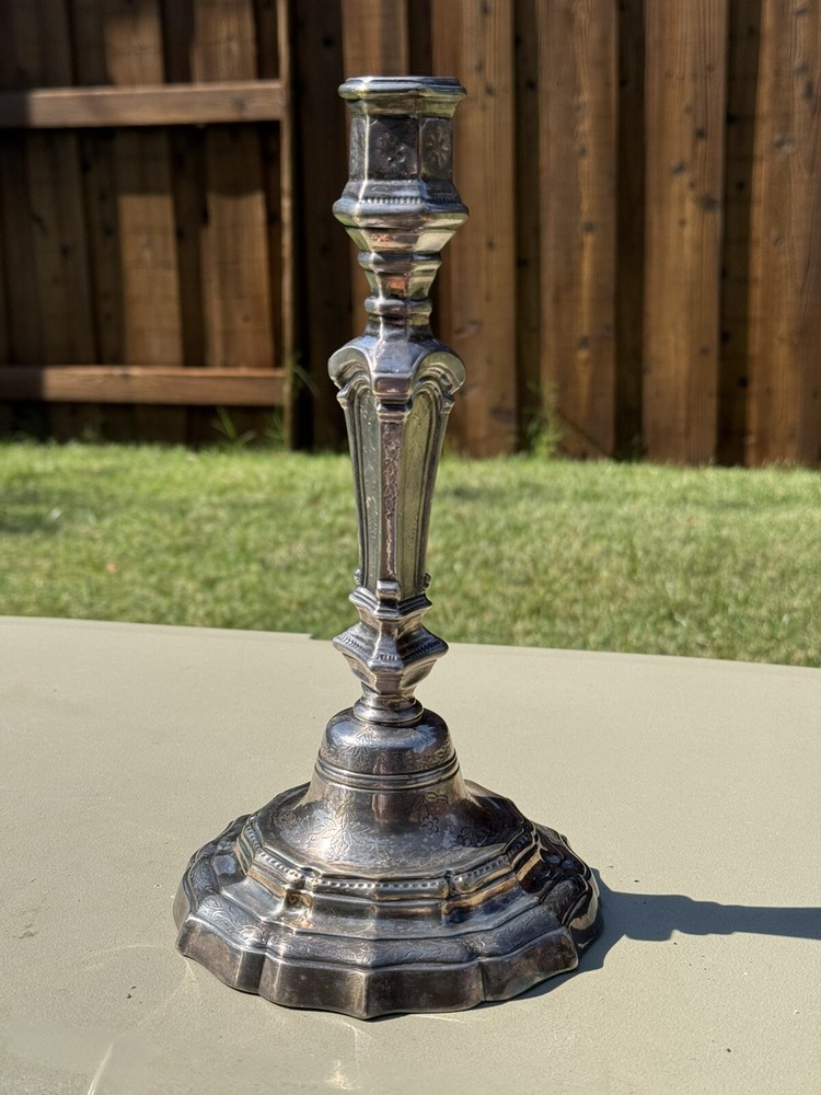 Antique Louis XIV Silvered Bronze Candlestick