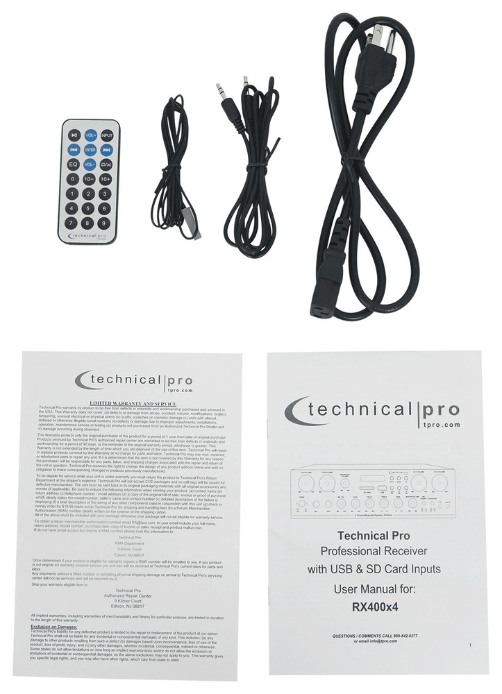 Technical Pro RX4CH Bluetooth Home Receiver Amp+(8) 5.25" Black Ceiling Speakers