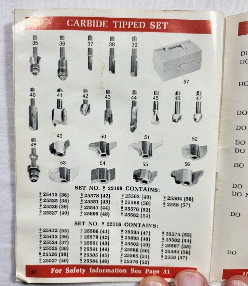 1973 - 1982 Sears Craftsman Router Bits & Accessories
