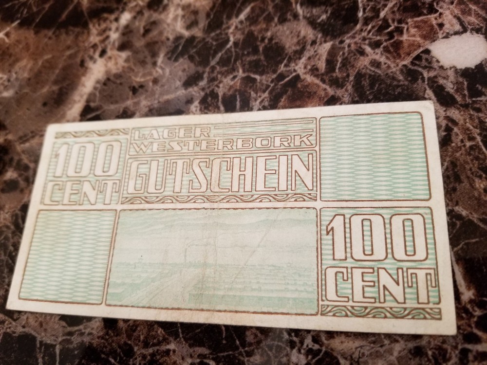 100 Cent Netherlands Westerbork Concentration Camp Currency Bill Note kz