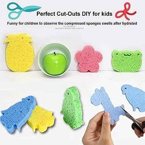 12-Count Kitchen Sponges Compressed Cellulose Sponges Non-Scratch