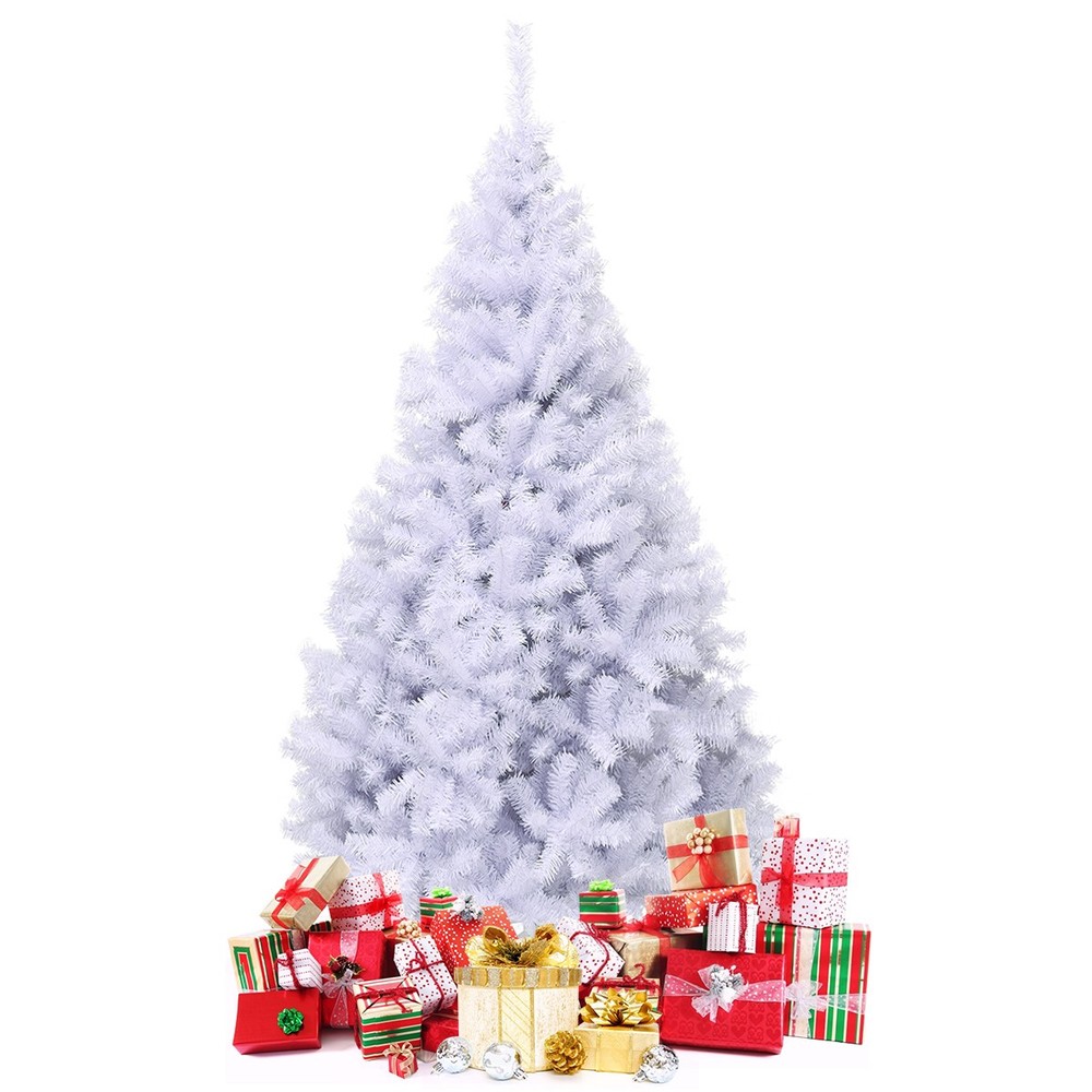 7.5ft White Christmas Tree Classic Pine Tree PVC Material Thicken Tips(White)